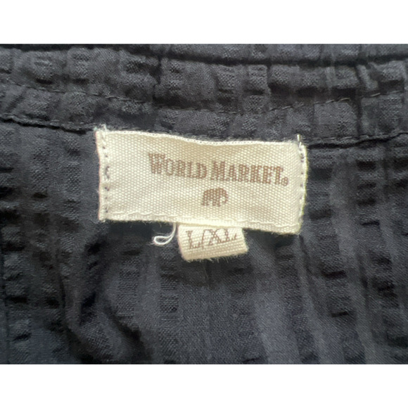 World Market Jumpsuit Womens L/XL Black Cropped Wide Leg Pockets Boho Flowy - Picture 4 of 12